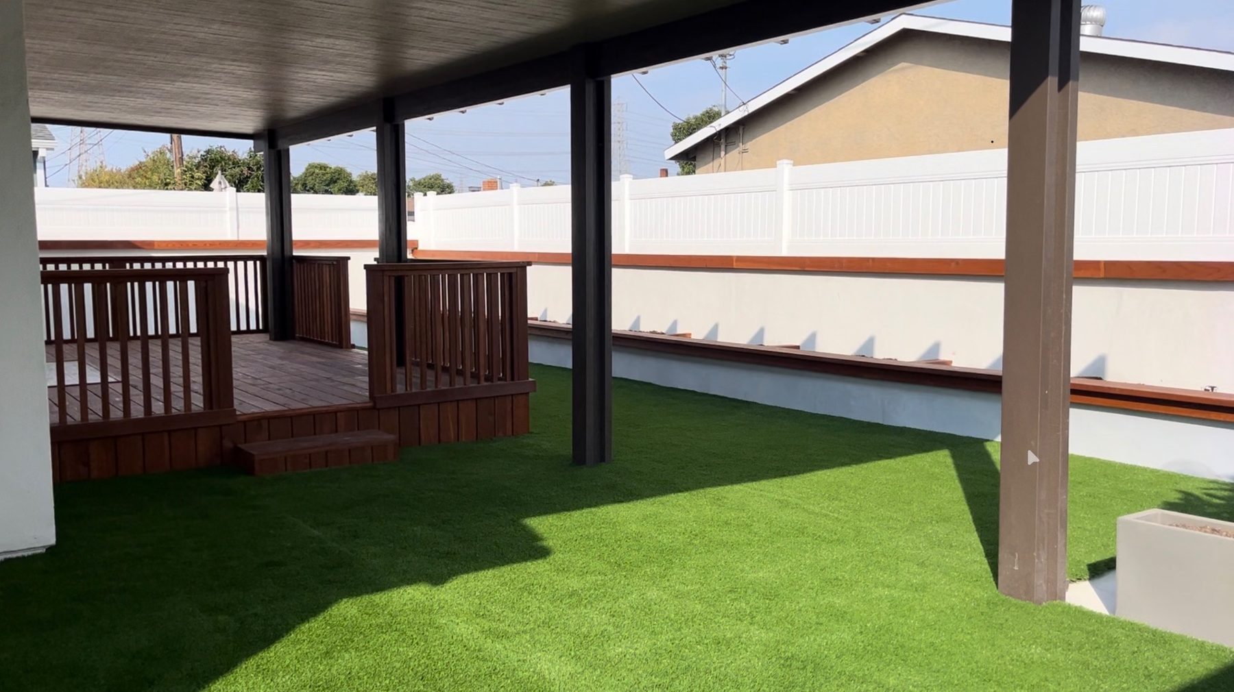 Outdoor turf and deck project by Right Way Builders